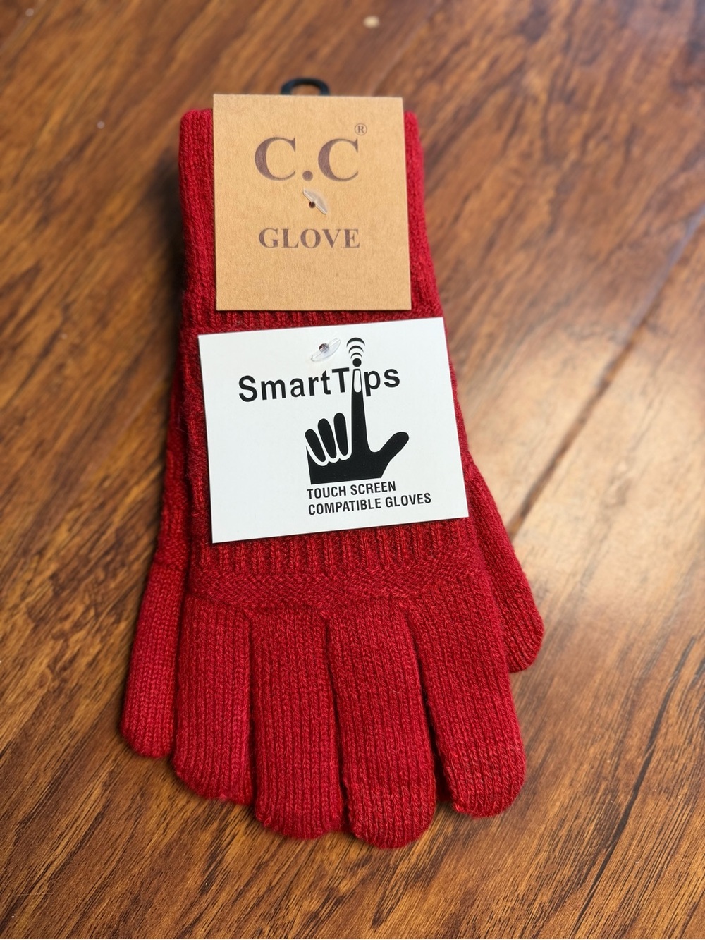 C.C Red SmartTips Touchscreen Knit Gloves for Women